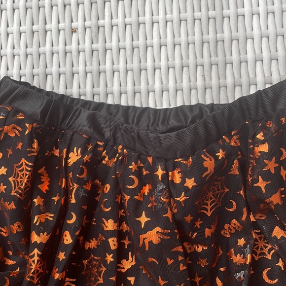 Girls Foil Print Mesh Halloween Skirt - Picture 4 of 10